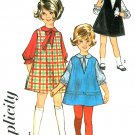 Girls A-line Jumper Dress Sewing Pattern Sz 6 1960s Above Knee Blouse Tie Easy 5638