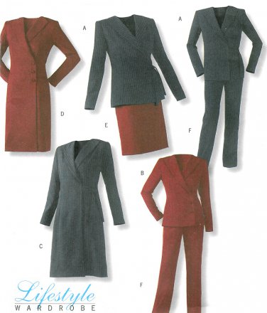 Easy Wardrobe Sewing Pattern 14-20 Wrap Front Jacket Dress Skirt Pants Suit Career 4298