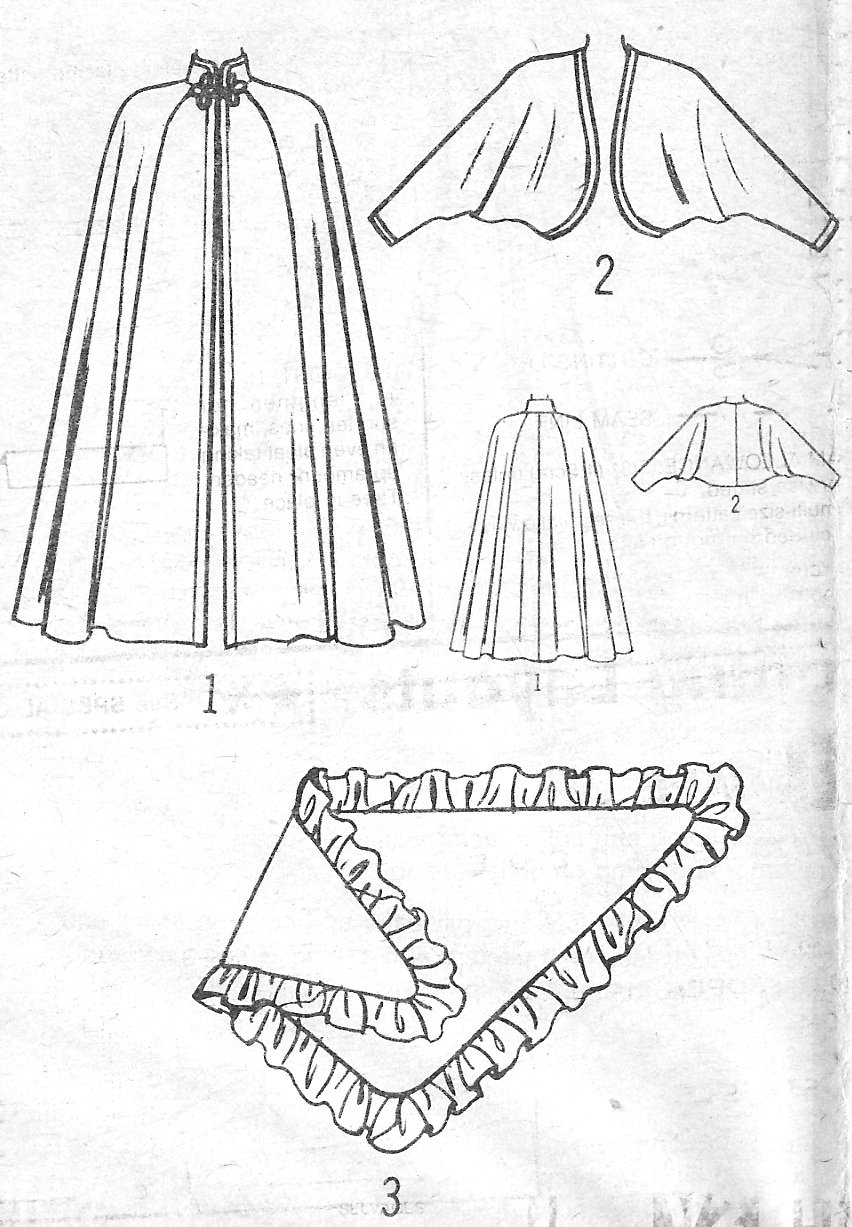 Line Cape Sewing Pattern 1020 Ruffled Shawl Bolero Over Jacket Capelet