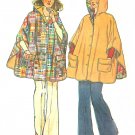 Vintage Poncho Sewing Pattern 70s Hippie Funky One Size Easy Reversible Hood Button Front 6630