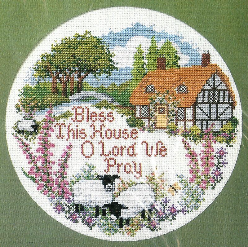 Bless This House O Lord We Pray Counted Cross Stitch Kit Vtg 10 Inch   567a5df653b10 293758b 