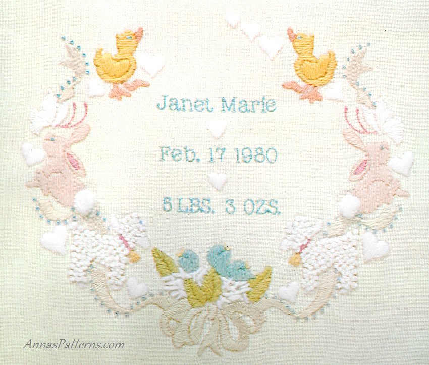 Sweet Baby Keepsake Stitchery Kit Crewel Embroidery Announcement Birth