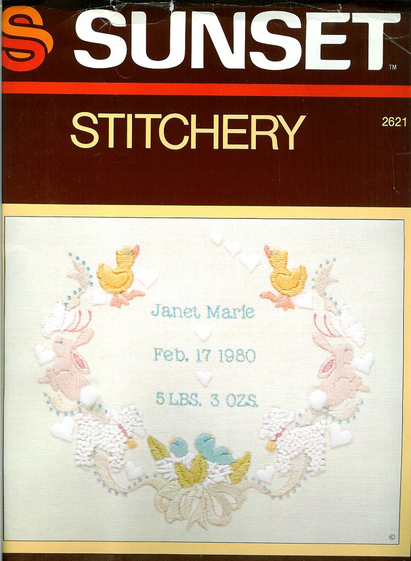 Sweet Baby Keepsake Stitchery Kit Crewel Embroidery Announcement Birth