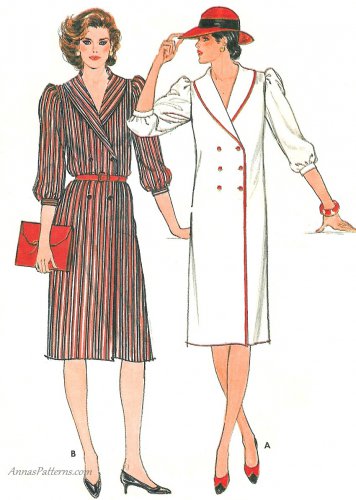 Double Breasted Dress Sewing Pattern 8-16 Easy Button Front Shirtdress Wide Shawl Collar 4736