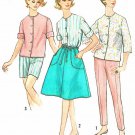 60s Pant Wrap Skirt Top Sewing Pattern 12 Pencil Pusher Skinny Crop Button Blouse Shorts 4949