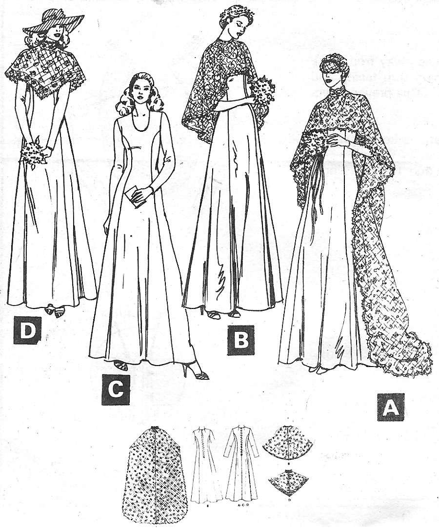 vintage-wedding-dress-sewing-pattern-sz-8-bridal-gown-70s-lace-cape-train-bridesmaid-6895