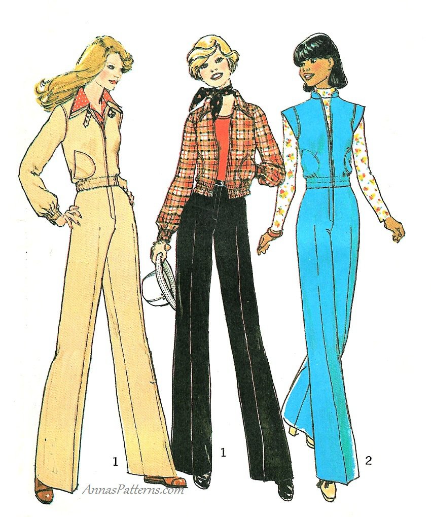 Bell Bottom Pants Jacket Sewing Pattern 70s Sz 14 Retro Mod Pantsuit ...