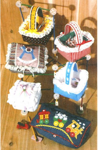 Fabric Box Basket Sewing Pattern Easy Applique Rocking Horse Train Baby Craft Gift
