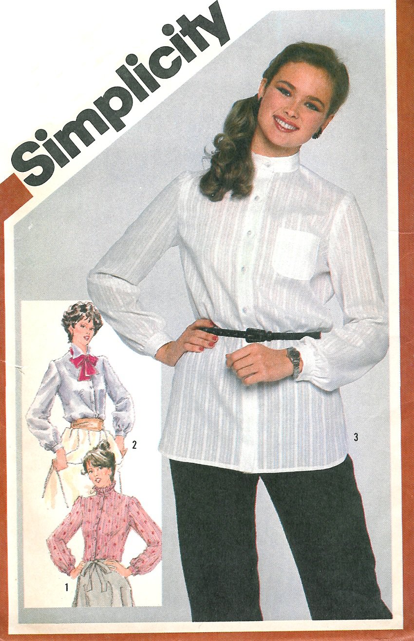 1980s Blouse Shirt Sewing Pattern Plus 16 Button Front