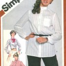 1980s Blouse Shirt Sewing Pattern Plus 16 Button Front Mandarin Tie Stand-up Ruffle Collar 5243