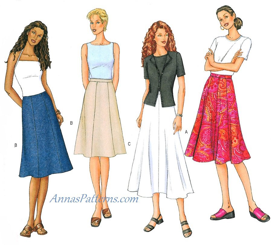 Gore Skirt Sewing Pattern Easy 14 16 18 Plus A-line Flared 3134