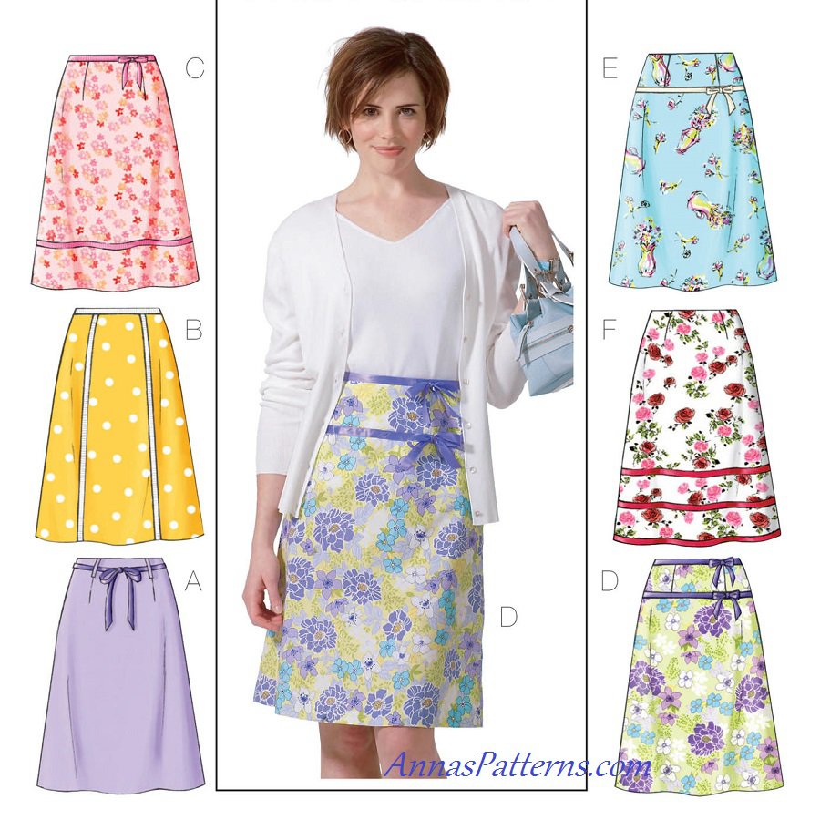 Aline Skirt Sewing Pattern Plus Womens 1622 Easy Flared 4461