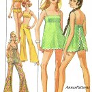 60s Swimsuit Vintage Sewing Pattern 2 Piece Sz 12 Bikini Bra Apron Hip Hugger Pant 8199