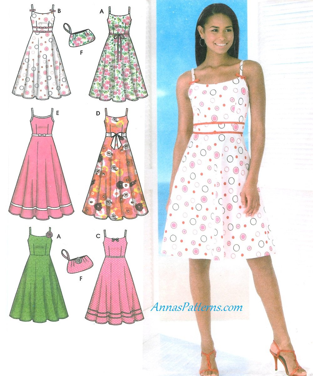 Sundress Sewing Pattern Spaghetti Strap Dress 612 Fitted Bodice Flared