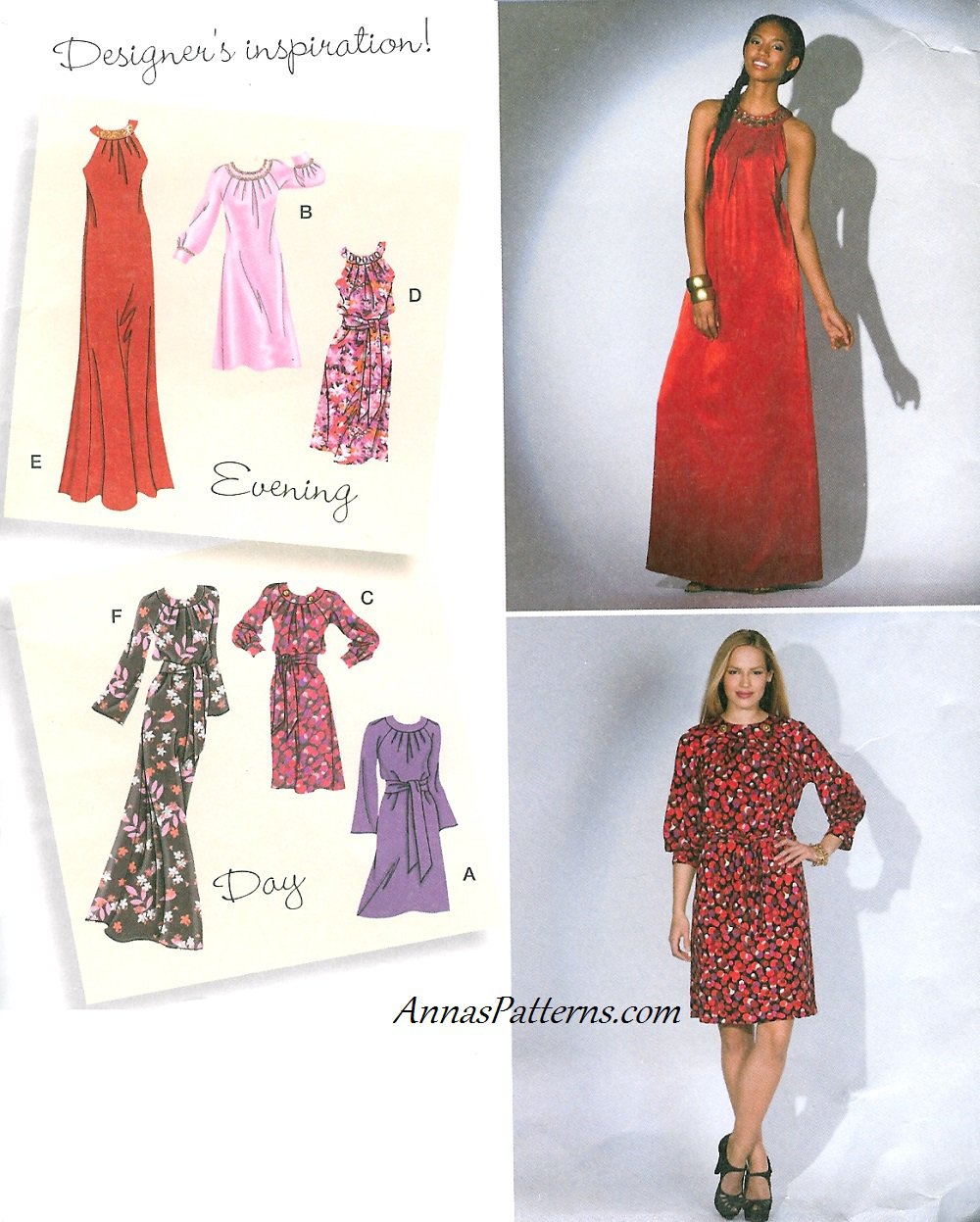 Day Evening Dress Sewing Pattern 6-14 Prom Boho Maxi Cleopatra Neck 2308