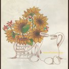 Bucilla Country Morning Crewel Embroidery Kit 18 x 24 Linen Sunflower Pitcher Eggs Needlepoint