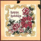 Happy Holidays Cross Stitch Kit Floral Picture 14 x 14 Aida Christmas Crafts