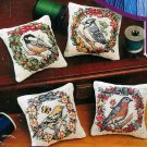 Seasonal Bird Pin Cushion Cross Stitch Kit Set 4 18 Ct Aida 3.5 x 3.5 Janlynn