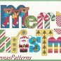 Dimensions Merry Christmas Patchwork Cross Stitch Kit Vtg 1983 16 x 8 Sealed