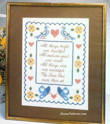 Creatures Great And Small Stamped Embroidery Kit God Butterfly Bird Heart 11 x 14 Vogart
