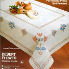 Desert Flower Embroidery Kit Tablecloth Napkins Coral Red Jade Southwest Native