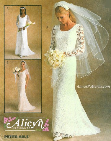 Lace Overlay Wedding Dress Gown Sewing Pattern 18 Classic Slim Fit Round Neck 9133