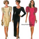 Sexy Fitted Dress Sewing Pattern 8-18 Evening Formal Puff Sleeve Knee Ankle Length 6154