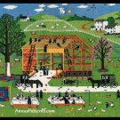 Amish Barn Raising 1985 Crewel Embroidery Kit Charles Wysocki Dimension 22 x 18