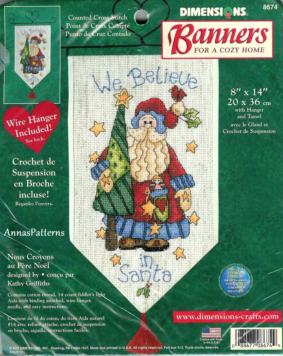 Dimensions Cross Stitch Kit Santa Christmas Banner We Believe