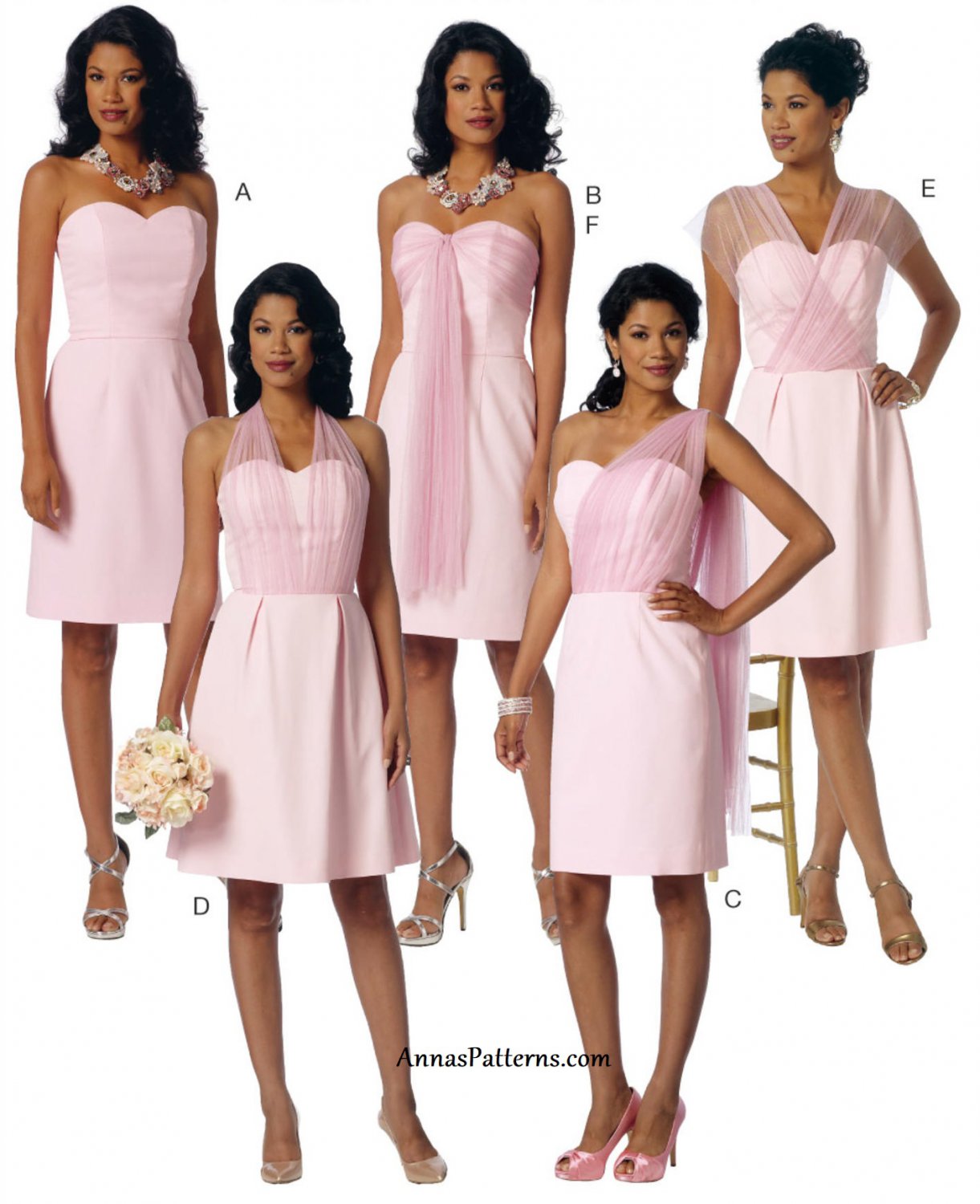 Strapless Dress Sewing Pattern 614 Sweetheart Above Knee Bridesmaid