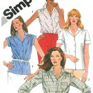 1980s Sewing Pattern Easy Shirt Top 14 Button Front Short Long Sleeve 5172