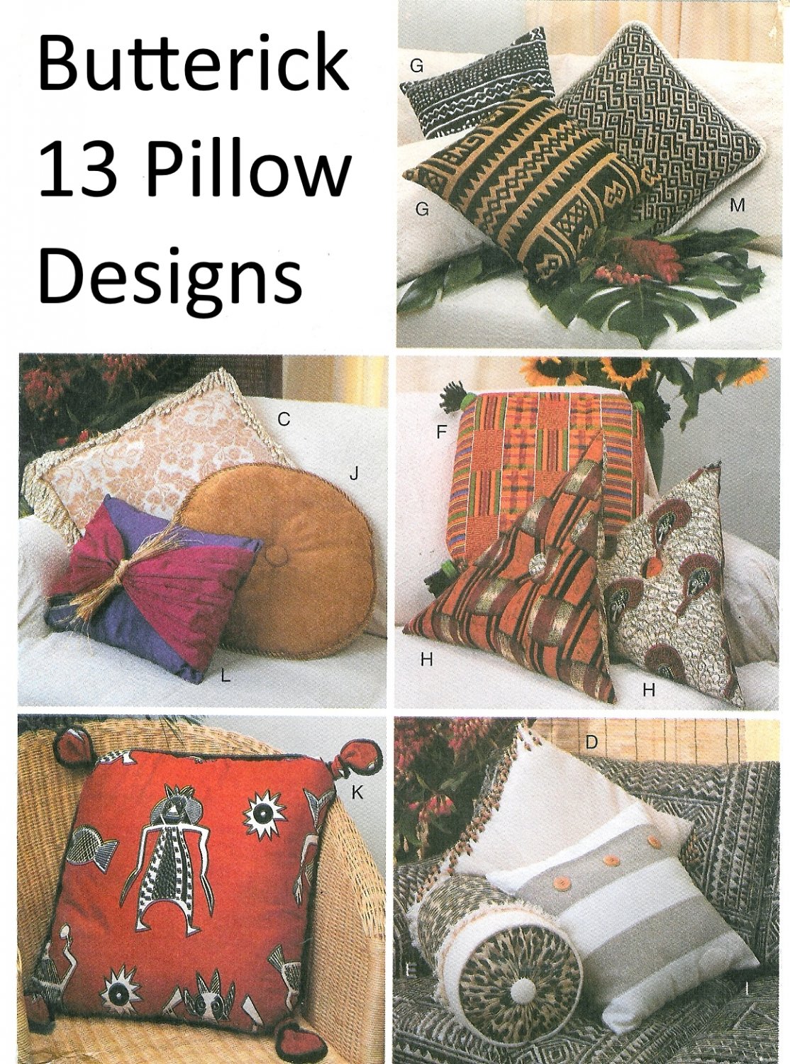 Decorative Pillows Sewing Pattern Round Square Triangle Bolster 3818