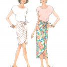 Easy Elastic Pullon Skirt Sewing Pattern 6-16 Sarong Mock Wrap Tie Front Short Long 8392
