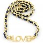 Leather Wrap Bracelet Love Bracelet Blue Gold Bracelet Gold Chain Love Bracelet