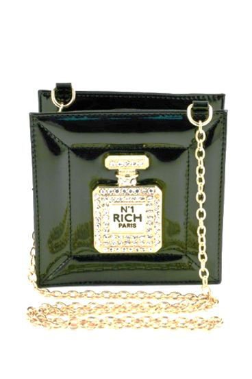New Perfume Bottle Handbag Rhinestone Black Perfume Bottle Handbag Black Purse