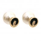 Gold Afro Diva Pearl Stud Earrings Cream Pearl 2 Part Stud Pearl Earrings 1 inch