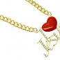 Gold Chain I Love Jesus Necklace Red Heart with Crystal Accents 16 inches long