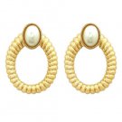 Large Statement Pearl Hoop Earrings Pearl Earrings Gold Earrings Cream Pearl