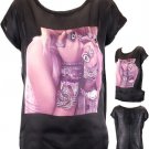 Jewelry Top Black Top Black T Shirt Girl Print Top Bling T Shirt Juniors sz S/M