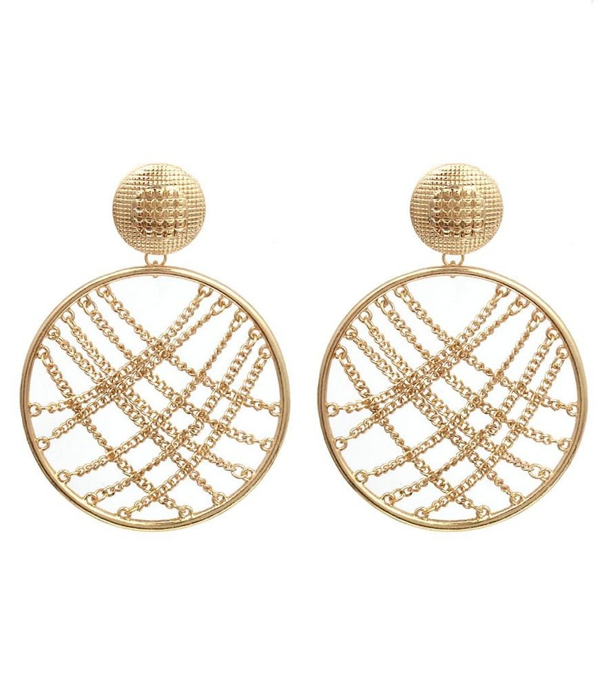 New Large Gold Chain Earrings Gold Earrings Gold Layered Chain Earrings 3.5'