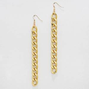 Long Gold Chain Earrings Chain Link Curb Chain Earrings Gold Earrings 5 inches