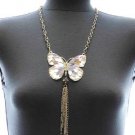 Gold Chain Butterfly Necklace Set Butterfly Earrings Gold Chain Tassel Necklace