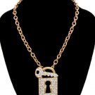 Bling Lock and Key Necklace Gold Chain Lock Necklace Gold Lock Pendant Necklace