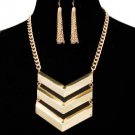 Gold Chevron Necklace Gold Chain Earrings Set Tribal Chevron Necklace Military