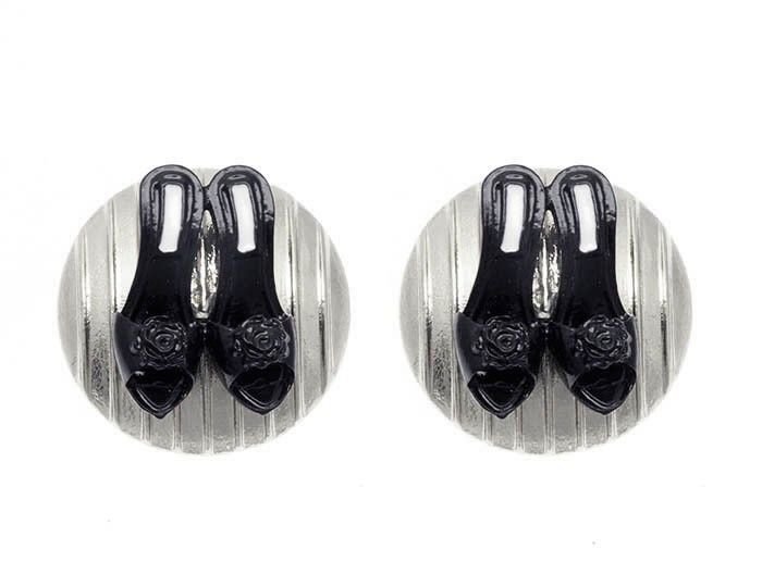 Silver Black Raised Shoe Earrings Slip On Heel Shoe Earrings Gold Earrings 1'