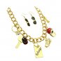 Gold Chain Shopping Necklace Sunglasses Earrings Set Sneakers Ring Hat Charms