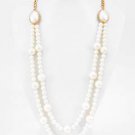 Double Row Pearl Necklace and Pearl Earrings Set 26 inch Fashion Pearl Necklace