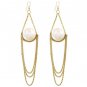 Gold Chain Pearl Earrings Drop Chain Earrings Gold Earrings Big Pearl 6 inches