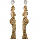 New Gold Curvy Diva Lady in Gold Dress Black Earrings Fancy Lady Gold Earrings