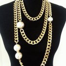 Chunky Chain Cream Pearl Necklace Pearl Earrings Set Faux Pearl Necklace
